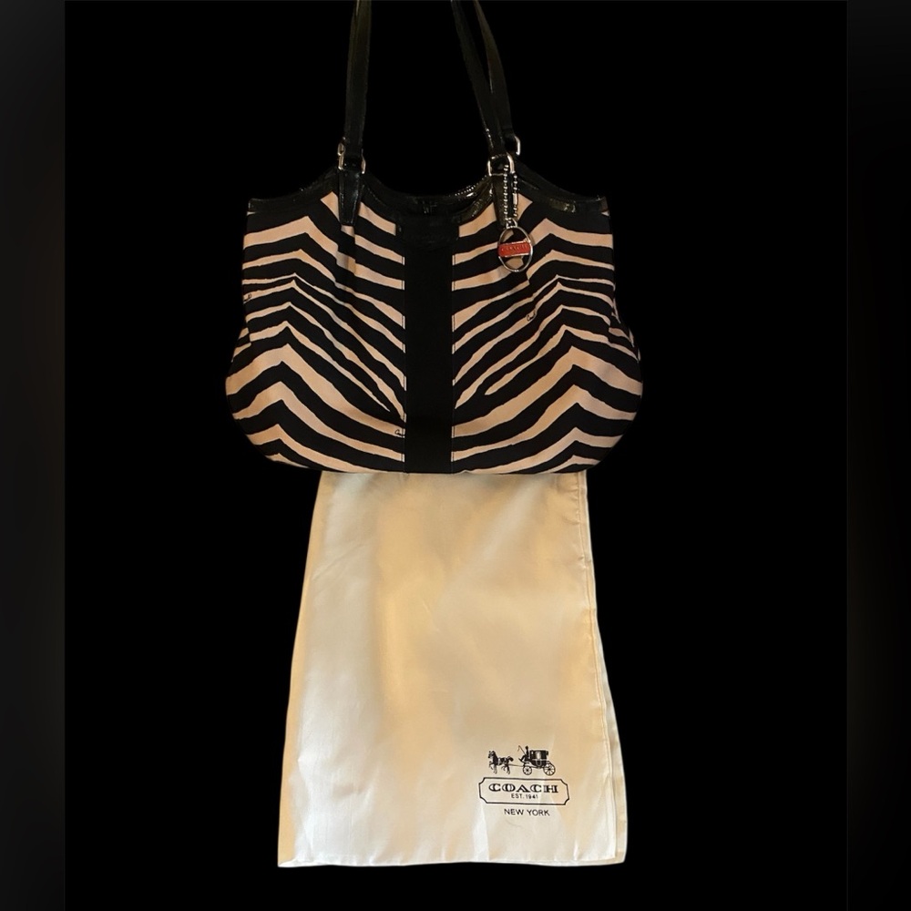 Coach Black and Cream Zebra Pattern Bag